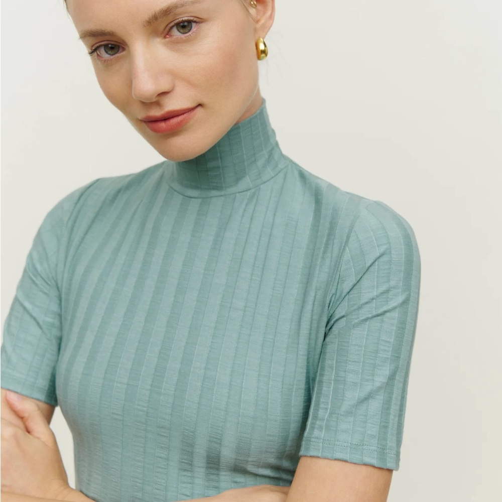 Reformation Zia Knit Dress in Robin’s Egg Size M - Picture 4 of 5